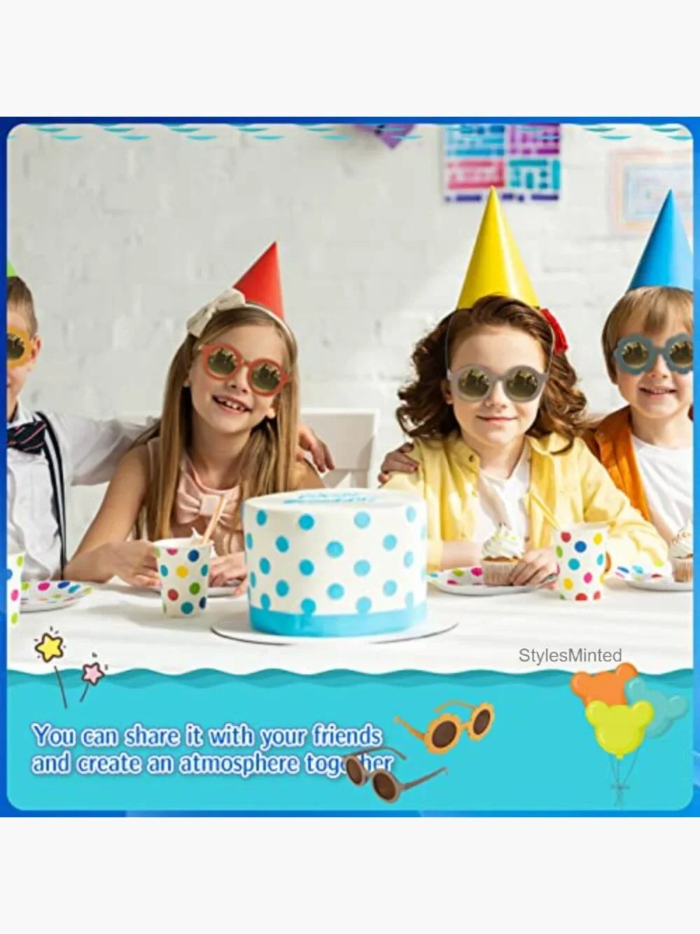 Kids' Sunglasses Set 8 Pack Flower & Round UV Protection